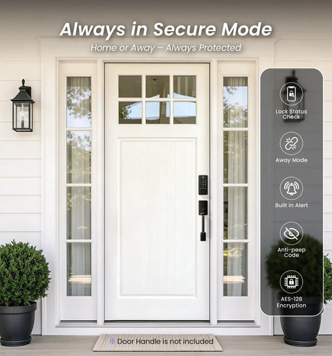 Sick Matte Black Wifi Smart Fingerprint Deadbolt Front Door Lock Built In Wifi Enables Hassle Free App Control and Security Checks without a Hub on a modern front door.
