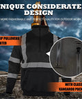 High Visibility Fleece Hoodie For Men With 360 Reflective Strips ANSI Class 3 Type R Safety Sweatshirt Yellow With Black Bottom
