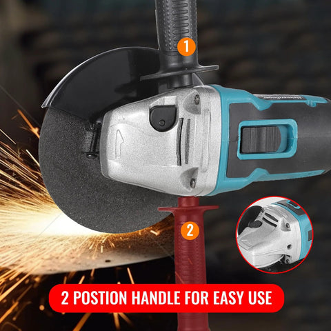 Brushless angle grinder, 4-1/2-inch, blue/teal body, tool-only, Makita 18V battery compatible