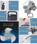 Heavy Duty Standing Fan With Badass Cooling Power And Smooth Airflow Design Crushing Summer Heat For Bedrooms Garages Workshops Warehouses Or Home Gyms In Matte Black, showcasing ABS wire box, button design, aluminum fan blades, portable handle.