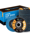 Heavy Duty 40 Grit Flap Discs for Angle Grinder 4 1/2 Inch Type 29 Zirconia Metal Grinding Wheels in a box, suitable for rust removal.