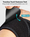 Air Mesh Wrist Brace For Carpal Tunnel Pain Relief With Breathable Compression showing adjustable Velcro on wrist