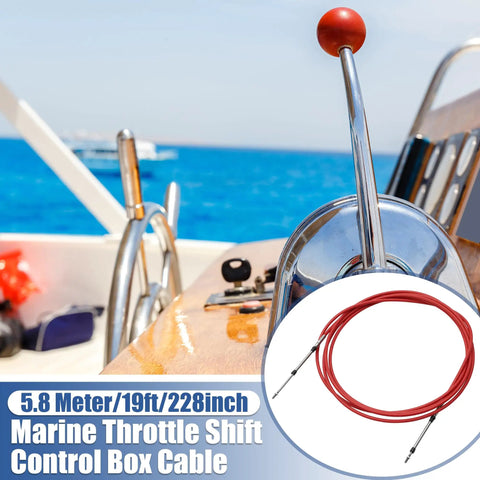 Two Pack 19 Foot Beefy Marine Throttle And Shift Remote Control Box Cable For Outboard Boat Engine Steering System Red Stainless Steel Built To Last With Thread Size M Five By Zero Point Eight