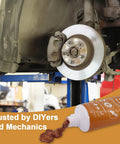 Copper anti-seize lubricant for high-temp automotive use on brake components, trusted by DIYers and mechanics, preventing corrosion and seizing.