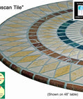 Elastic Edge Round Vinyl Table Cover 36 To 48 Inch Fits Round Tables With A Stretchy Edge, Tuscan Tile Pattern, shown on 48 inch table