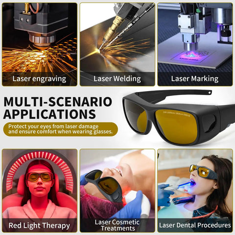 Heavy Hitter Laser Safety Specs 2 Pack OD8 Protection Against 190Nm To 2000Nm And 1064Nm Lasers for welding, cutting, and engraving.