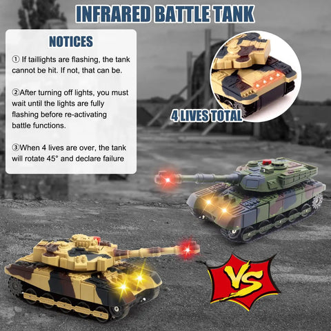 Realistic Infrared Battle RC Tank With 2.4GHz Remote, 360 Degree Turret, LED Lights And Realistic Sound Effects, battle scene