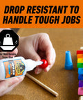 Person using Ultimate Clear Super Glue 15 Grams Heavy Duty Fast Set Bond For Quick Fixes And Home Repairs on wooden toy