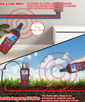 Underground Cable Locator and Wire Tracker NF826 for Dog Fence Cables demonstrating detection of hidden wires indoors and underground.