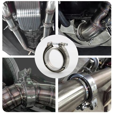 2.75 Inch V Band Clamp With Flange Stainless Steel Universal Turbo Exhaust Downpipe Connector Includes Male And Female Flanges