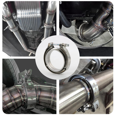 Beefy Stainless Steel V Band Clamp Kit With Dual Ridge Flanges Fits 2.25 Inch Exhaust Downpipe Turbo And Muffler Tubing Solid Build Setup For Fast Street Swaps
