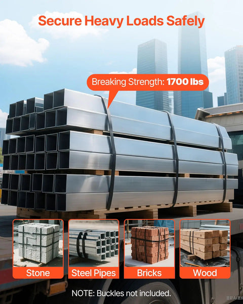 Heavy Duty Steel Strapping Coil 3 4 Inch By 02 Inch By 1640 Ft Metal Banding Roll With 1700 Lbs Break Strength securing steel pipes.