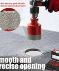Ultra Durable 8-Piece Diamond Hole Saw Kit With Hex And SDS Adapters For Dry Or Wet Cutting Tile Granite Marble Glass Stone 1/4 To 1-3/8 Inch, red bit drilling stone