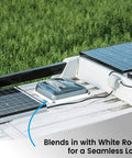 RV Roof Sealant Tape 4 Inch By 50 Foot White Weatherproof Self Adhering Repair Tape installed on white RV roof