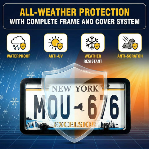 Clear License Plate Frame Protectors 2 Pack Universal Fit For All US Standard Plates Front And Rear With Stainless Screws