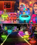 Colorize Colorful Pathway Solar Lights Set Of 6, Weatherproof Outdoor LED Pathway Lights illuminating snowy yard and garden