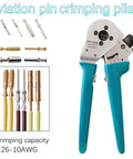 Closed Barrel Crimping Tool For Solid Contacts With 4-Way 8-Indent Crimpers DT Series Compatible, blue handles, wire connectors