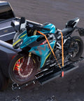 Heavy Duty Motorcycle Carrier Hitch Mount With 600 Lbs Capacity 47 Inch Longer Ramp installed on truck