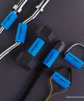 Grip Trainer And Arm Builder With Thick Two And A Quarter Inch Grips For Barbell Dumbbell Handles And Pull Up Bars To Boost Grip Strength And Arm Size Fast For Bigger Arms And A Beast Mode Grip On Every Workout Session, shown on various gym equipment.