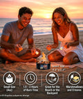 Couple on beach using Campfire In A Can Portable Mini Fire Pit For Marshmallows And Smores Made In USA Trail Ready For Hiking Backpacking Camping And Emergencies Compact One Pack With A 1.5 To 2 Hour Burn Time Lightweight Four Ounces