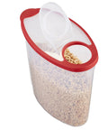 Flex And Seal Airtight Food Storage Container With Large Mouth Keeps Cereals Locked Down Smooth Operator Style Plus Bpa Free Build Fast Easy One Hand Pouring For Top Tier Kitchen filled with cereal, featuring wide mouth and pour spout.