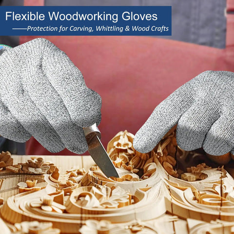 Cut Resistant Gloves A9 Maximum Protection For Kitchen Prep And Food Handling, ANSI A9 Certified, carving wood detail