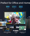 17.3 Inch HD Plus Monitor With HDMI VGA Built In Speakers 60Hz Refresh 5ms Response Time VESA Mountable next to gaming devices