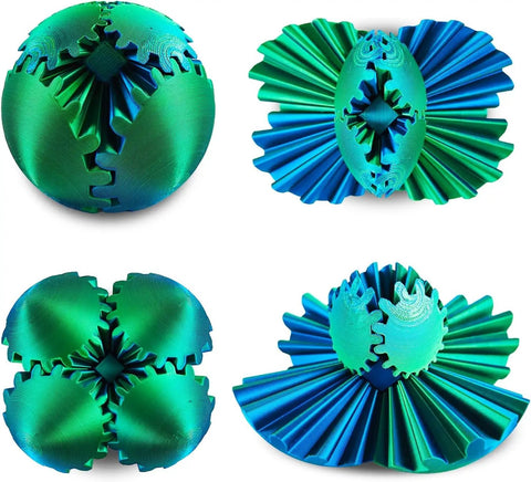 3D Printed Gear Sphere Fidget Toy Steampunk Whirling Gear Ball For Office And Home Stress Relief Cool Toy Gift For Adults And Kids 3 Plus Green Color Now