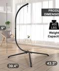 Heavy Duty Hammock Chair Stand Steel C-Stand For Outdoor And Indoor Use, Supports Egg Chairs Or Swings Up To 400 Lbs With Stable X Base