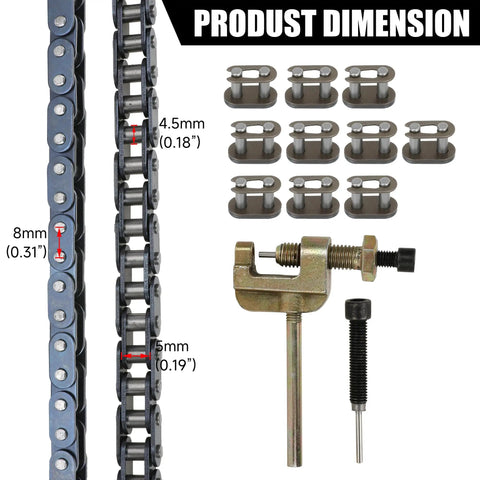 Beefed Up T8F 116 Link Chain With 54T Rear Sprocket 54mm Bore And Chain Breaker Kit dimensions and components