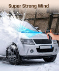 Hand using Cordless Electric Air Duster With Variable Speed Control Delivers Up To 50 MPH And 110000 RPM For PC Keyboard Computer Home Cleaning Reusable Air Blower Mini Dust Duster For Quick Dusting And Delicate Surfaces to clear snow from SUV