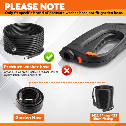 High Pressure Washer Gun Kit With Turbo Wand And Adjustable Fan Wand From 0 To 60 Degrees Locking Hose Design Safety Trigger Pro Grade Heavy Duty All In One Cleaning Set For Electric Washers Like Portland Pulsar Taskforce ShopForce showing compatible pressure washer hose