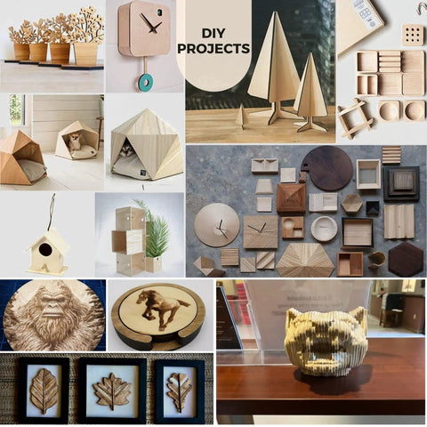 Assortment of DIY projects using Three Millimeter Baltic Birch Plywood One Eighth Inch By Twelve Inch By Twenty Inch BB Grade Six Pack