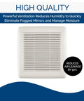 Energy Star Certified Bathroom Ventilation Fan With FlexFlow Technology Whisper Quiet 50 80 110 CFM For Bathrooms Up To 105 Sq Ft