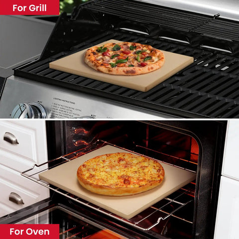 Heavy Duty Cordierite Pizza Stone For Oven And Grill Thermal Shock Resistant Baking Stone 15 By 12 Inch Rectangular Perfect For Homemade Pizzas Flatbreads And Bread 6.8 Lbs used in oven and grill with pizza