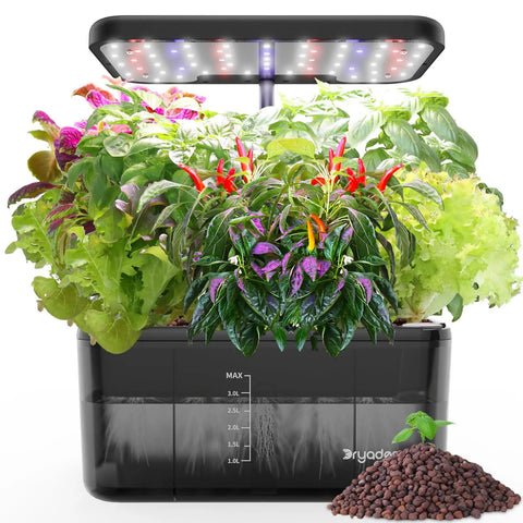 Indoor Herb Garden Kit With Hydroponic System, LED Grow Light, Quiet Water Pump, Clear 4.5L Tank with vibrant plants