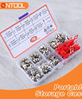 70 Pcs Metric Hydraulic Grease Fittings Kit M6 M8 M10 Straight 45 Degree 90 Degree Angled Zerk Fittings With Cap in open storage case