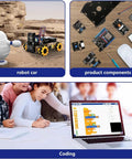 Kid Friendly 3MP Camera STEM Robot Kit With App And Remote Control For Ages 8 To 16, Arduino And Scratch Compatible
