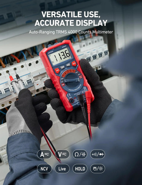 Digital Multimeter With TRMS 4000 Counts Auto Ranging Volt Meter Ohmmeter NCV Capable in use on electrical panel
