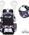 Youth Lacrosse Backpack With Secure Helmet Slot And Separate Shoe Compartment, Waterproof Team Gear Bag For Boys And Girls, Ventilated Mesh Back, Game Day Ready Solid Haul featuring sticks, helmet slot, and shoe compartment.