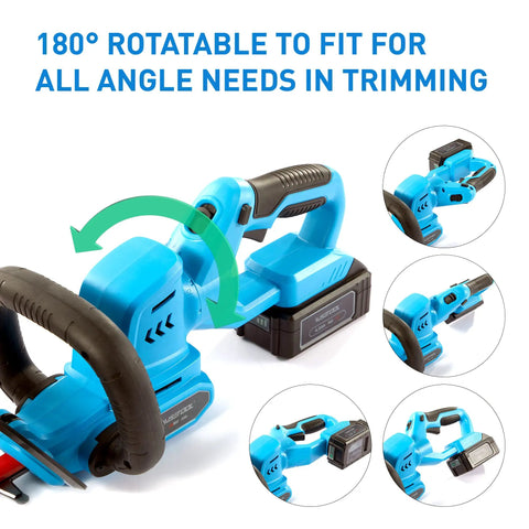 Cordless Hedge Trimmer With 22 Inch Dual Action Blades 20V 4Ah Battery Included Fast Charger And Safety Goggles Three Quarter Inch Cut Capacity