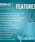 Tough As Nails Manual Effluent Pump With Half Horsepower Oil Filled Motor And Non Clog Impeller Handles Wastewater Like A Champ in blue.