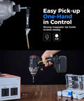 Toolant 40-piece impact driver bit set with magnetic color-coded tips and 1/4 in hex shank, shown with cordless drill and storage case.