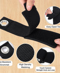 Close-up of a 48-Piece Heavy Duty Extension Cord Organizer Set showing nylon webbing, rust-resistant grommet, and hook and loop closure.
