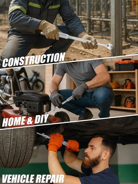 People using Wrench Extender Tool Set With 15 Inch Bar And Adapter Heavy Duty Forged Steel 2 Piece Design for various repairs.