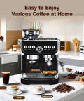 All-In-One Espresso Machine With 15 Bar Pressure, Built-In Bean Grinder, Milk Frother And Steam Wand, 70 Oz Removable Water Tank