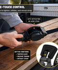 Auto Self Retracting Ratchet Straps 1 Inch By 15 Feet 4 Pack Heavy Duty Cargo Tie Down Straps in use with one-touch control