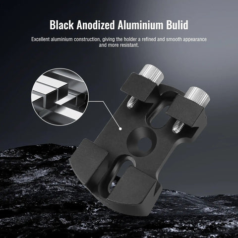 Universal Plug-and-Play Quick Release Finder Shoe Base, black anodized aluminum, dual slots, for telescopes 130-400mm
