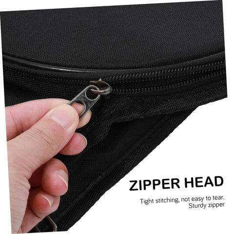 Close-up of sturdy zipper on Heavy Duty 12 Inch Practice Pad Backpack That Stays Totes Waterproof And Shields All Your Drum Gear.
