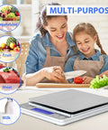 Rechargeable Kitchen Scale With Trays, Ultra Precise 3000g/0.1g Digital Food Scale next to mother and daughter cooking